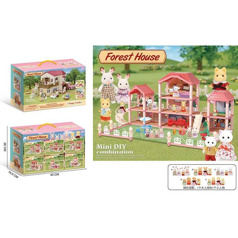 Будиночок 111-434 B (24/2) 2 флоксові тварини, підсвічування, меблі, в коробці