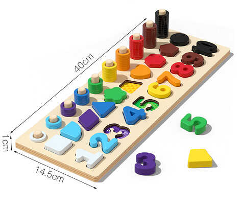 Логічна дерев’яна дошка С 74625 (24) гра з кілочками, вкладиші, цифри, фігурки, кольорові кільця, сортер, в коробці