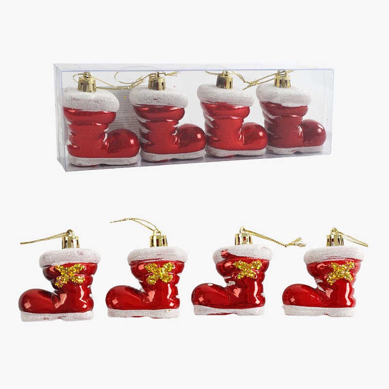 Новорічні прикраси C 67214 (288) 4 штуки, “Чобітки”, у слюді