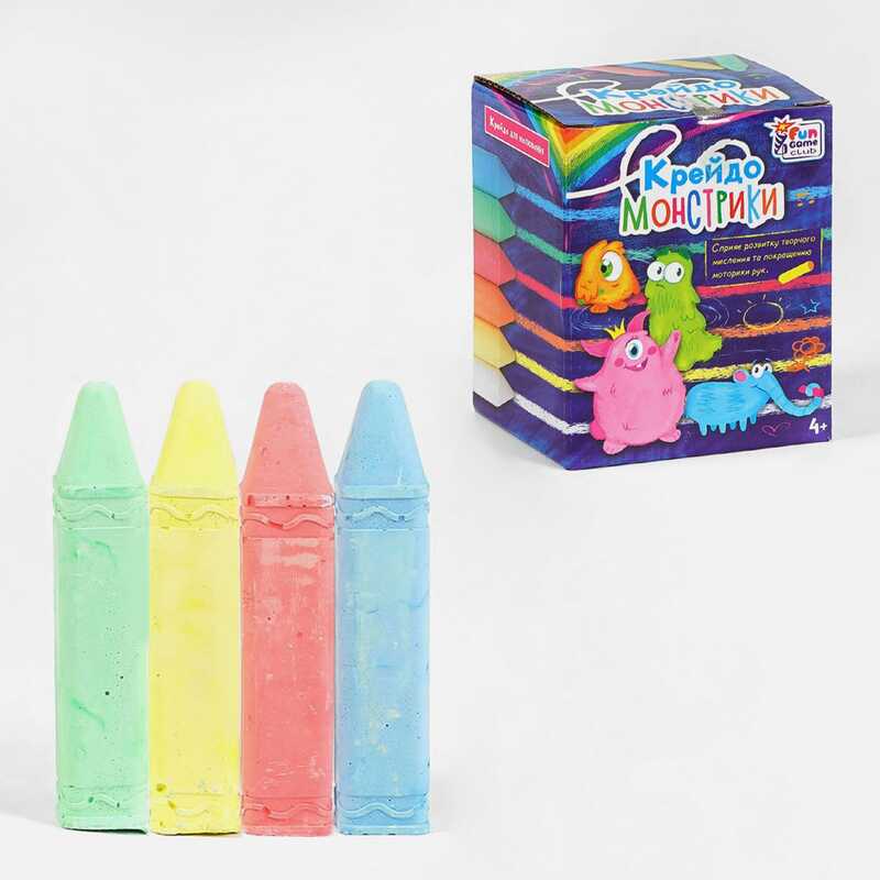 гр Крейда "Крейдо-Монстрики" 53710 (24) "4FUN Game Club", 12 штук, 4 кольори, у коробці