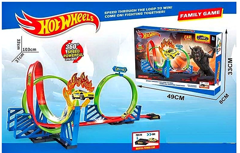 Трек 6605 «HOT WHEELS» , пускова установка , машинка з інерцією, наліпки, в коробці