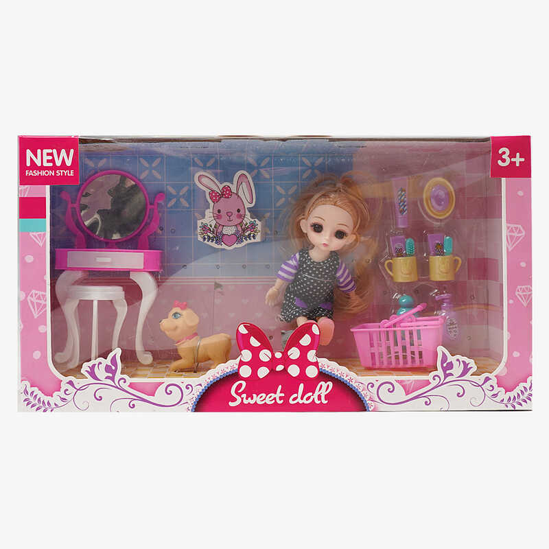 Лялька R 100-155-31 (48/2) 15 см, імітація скляних очей, шарнірні суглоби, аксесуари, в коробці