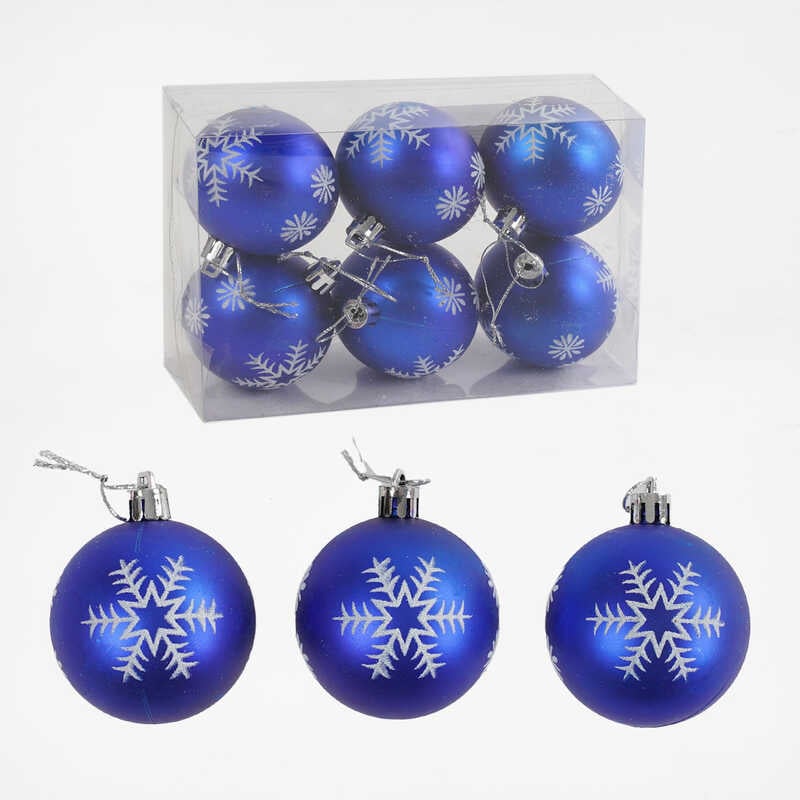 Новорічні прикраси C 67677 (120) 6 штук, кульки, D=6 см, у слюді