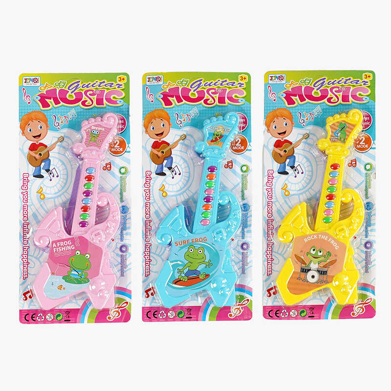 Гітара 1010 В (192/2) 3 види, звук, 2 режими, 8 кнопок, на батарейках, на листі, ВИДАЄТЬСЯ ТІЛЬКИ МІКС ВИДІВ