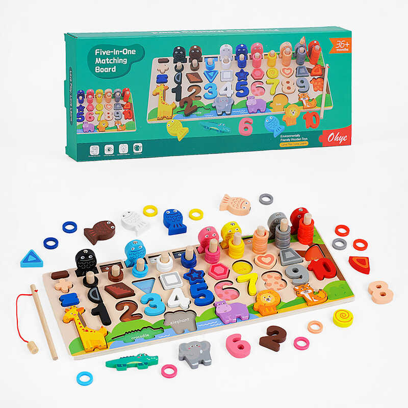 Логічна дерев’яна дошка C 65042 (30) сортер, магнітна риболовля, в коробці