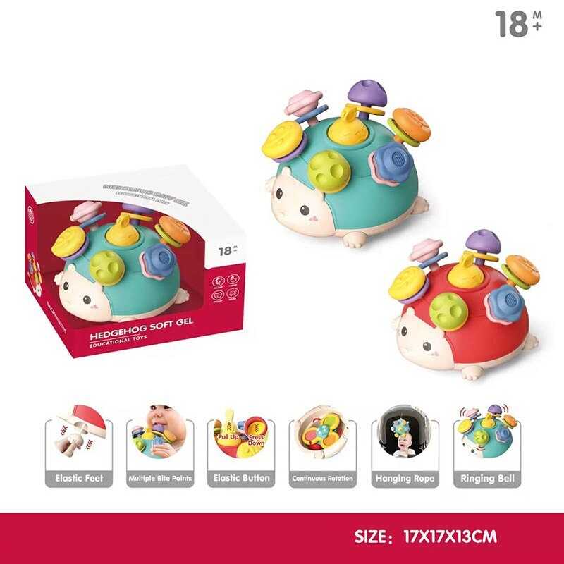 Логічний їжачок YL 1022-29 A (72) 2 кольори, прорізувачі, брязкальце, спінер, еластичні ніжки, в коробці