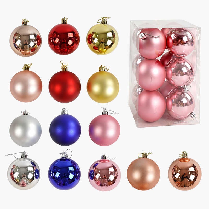 Новорічні прикраси C 67646 (32) 12 штук, кульки, D = 7,5 см, у слюді, ВИДАЄТЬСЯ МІКС ВИДІВ