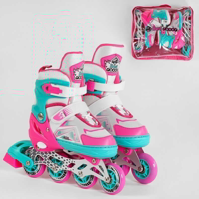 Ролики 91404-L Best Roller /розмір 38-42/ (6) колеса PU, ПЕРЕДНЄ КОЛЕСО ЗІ СВІТЛОМ, в сумці, d коліс – 7 см