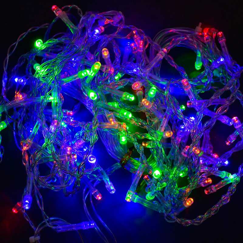 Гірлянда-штора світлодіодна С 31312 (100) 100 лампочок, дріт 3 метри, довжина гілок 45 см, мультиколор, від мережі 220 В, у коробці