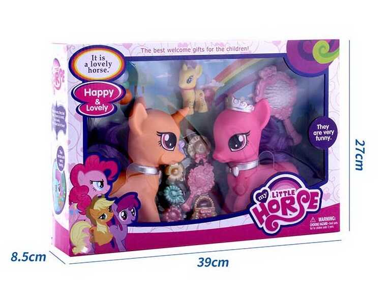 Поні HF 998 (24/2) підсвічування, звукові ефекти, 3 конячки, 8 заколочок, щітка для волосся, в коробці