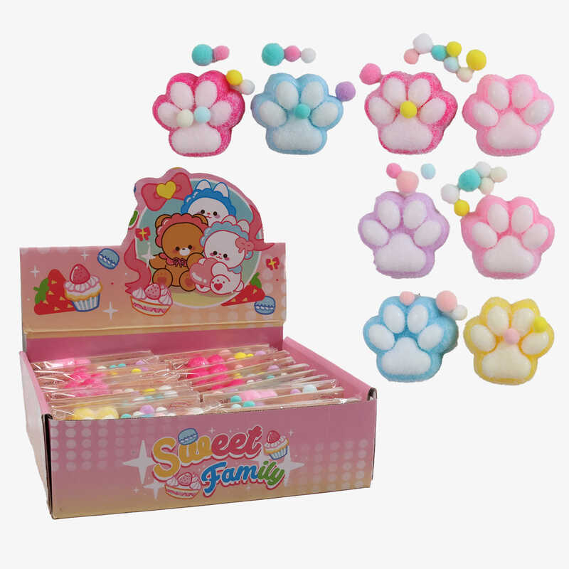 Гра антистрес C 72493 (24) ЦІНА ЗА 20 ШТУК В БЛОЦІ, "Лапка", волохата, м'які кульки, розмір 5.5х2х5.5 см, в коробці