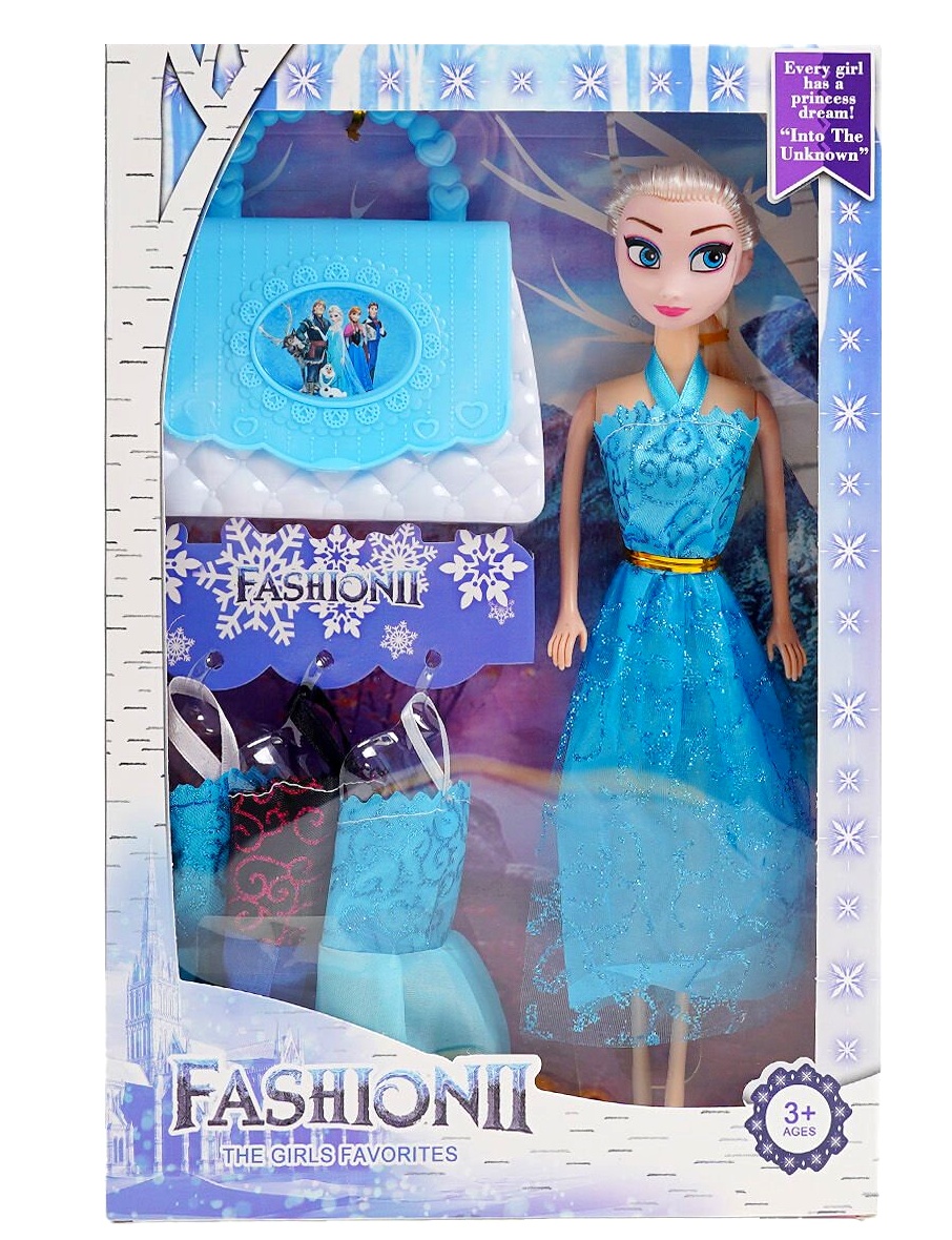 Лялька DX 22 Q4 , 3 додаткові сукні , герої «Frozen» , сумочка, рухливі кінцівки, гумова голова, в коробці