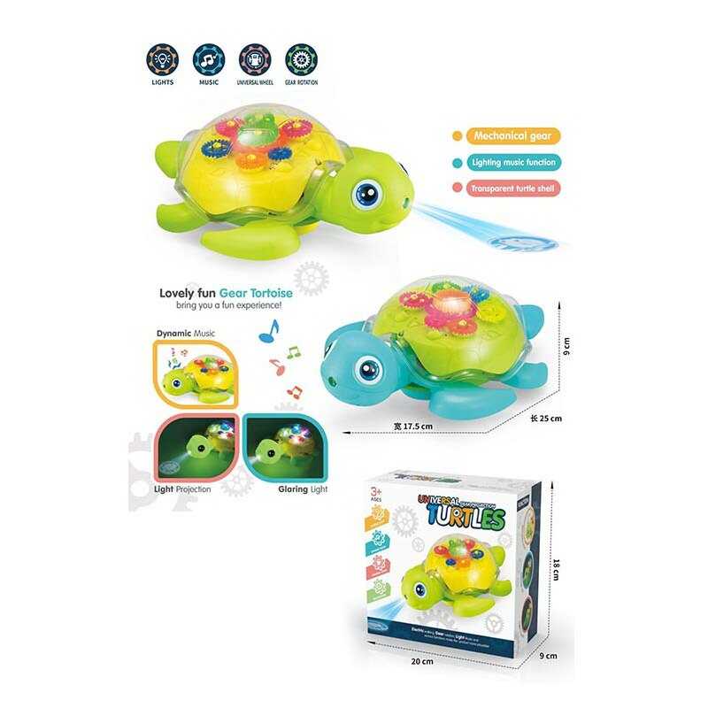 Черепашка 168-43 (60) 2 кольори, підсвічування, проєктор, мелодія, колеса вільного ходу, в коробці