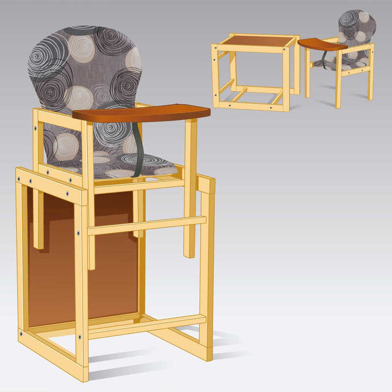 гр Стільчик великий №1212 "Кола абстракція" - колір сірий (1) ТМ "Мася"