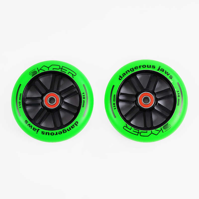 Колесо для трюкового самоката WL-0036/110 (50) "Skyper", колір зелений, 110мм PU,  підшипники ABEC-7, ЦІНА ЗА 2 ШТУКИ В УПАКОВЦІ