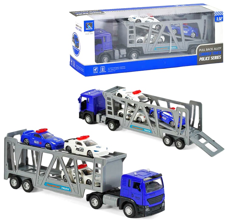 Трейлер CLM 16 B , 3 поліцейські машинки, інерція, металопластик, в коробці