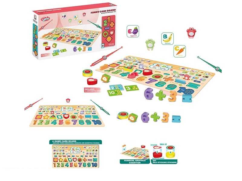 Логічна дошка 159-3 C (36) 3 в 1: арифметична та геометрична ігри, магнітна риболовля, картонна ігрова панель, пластикові деталі, картки з арифметичними завданнями, в коробці