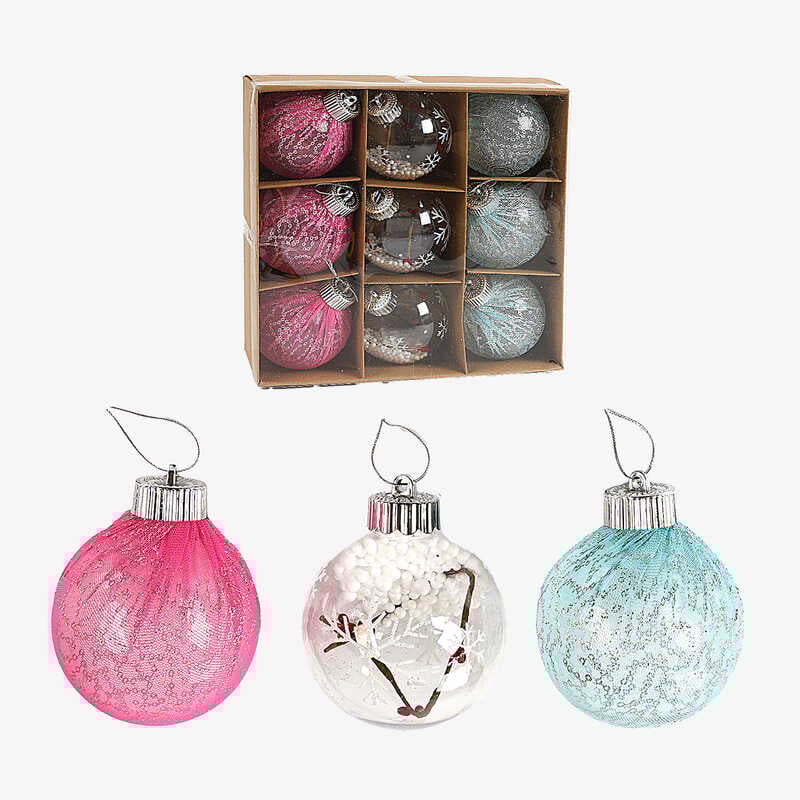 Новорічні прикраси C 67515 (42) 9 штук, кульки, D = 8 см, в коробці