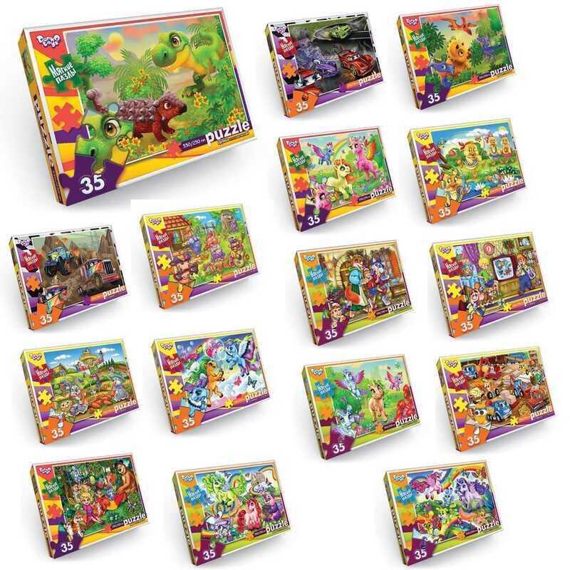 гр Пазли 35 ел. м'які S35-10-01 02 03...16 (16) ВИДАЄТЬСЯ ТІЛЬКИ МІКС ВИДІВ, "Danko Toys", опис рос. мовою