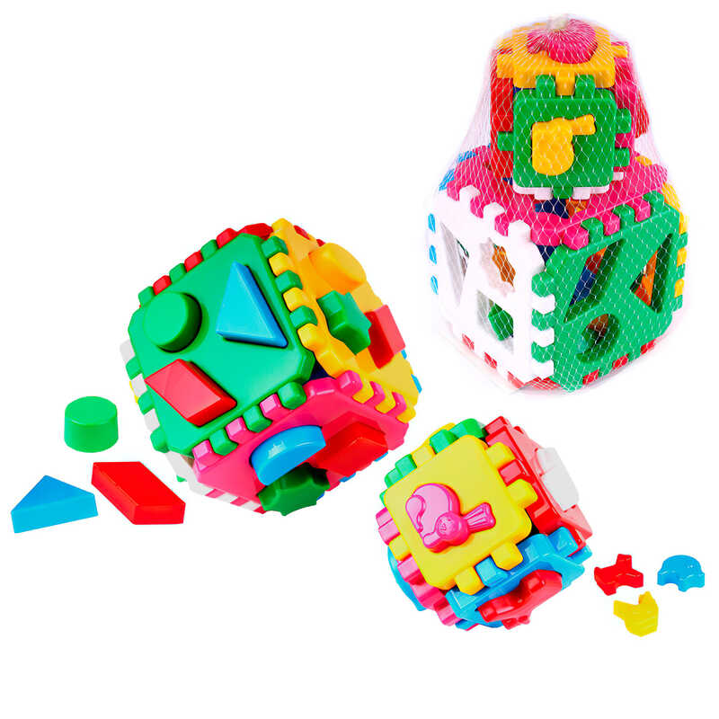 гр Куб "Розумний малюк 1+1" 1899 (15) "Technok Toys", по 6 граней, тварини та геометричні фігури, 22см, у сітці