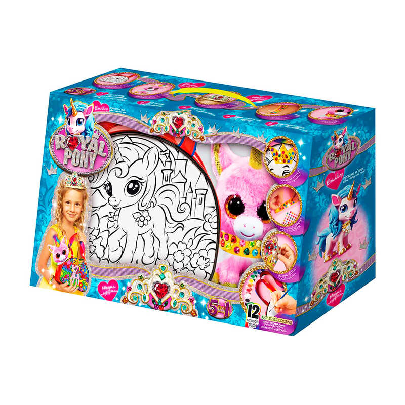 гр Креативна творчість "Royal Pony" RP-01-08U (2) "Danko Toys", сумка-розмальовка, м’яка іграшка, аксесуари, акрилова фарба, пензлик, в коробці