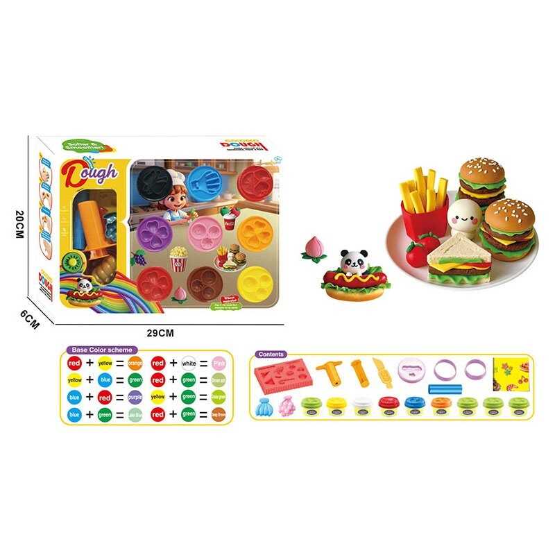 Тісто для ліплення 9022 (48/2) екструдер, 9 кольорів тіста, фігурні форми, ніж, в коробці