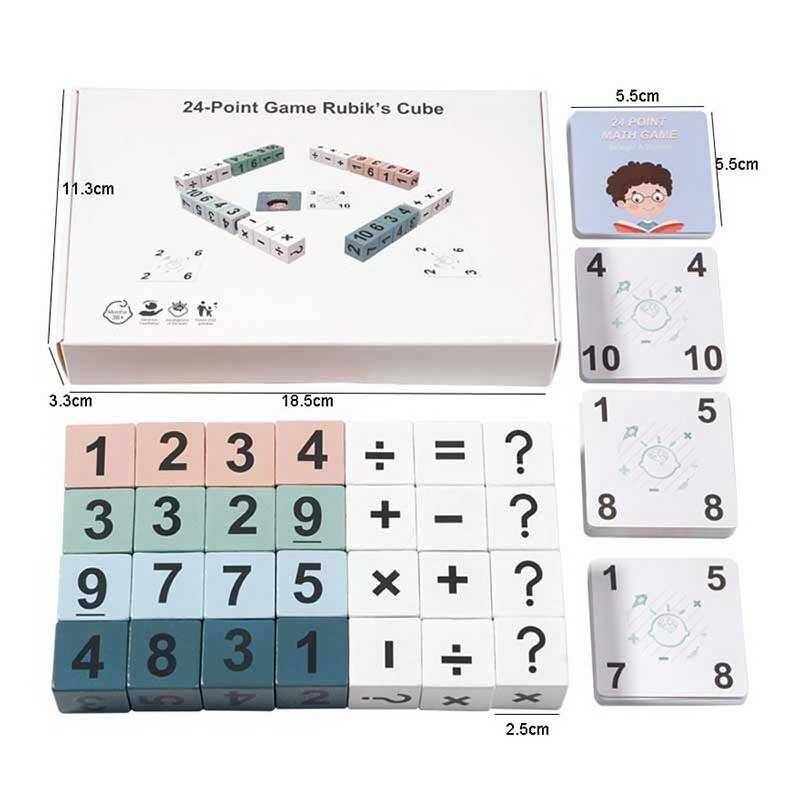 Настільна гра “24” D 384 (72) кубики з цифрами, математичні знаки, картки із завданнями, в коробці