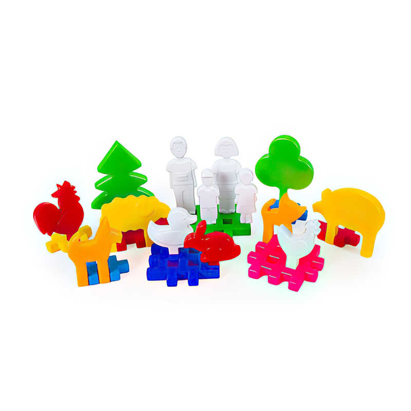 гр Набір "Ферма №2" 115/16 (12) "BAMSIC" 22 деталі, фігурки людей, фігурки тварин, у валізі