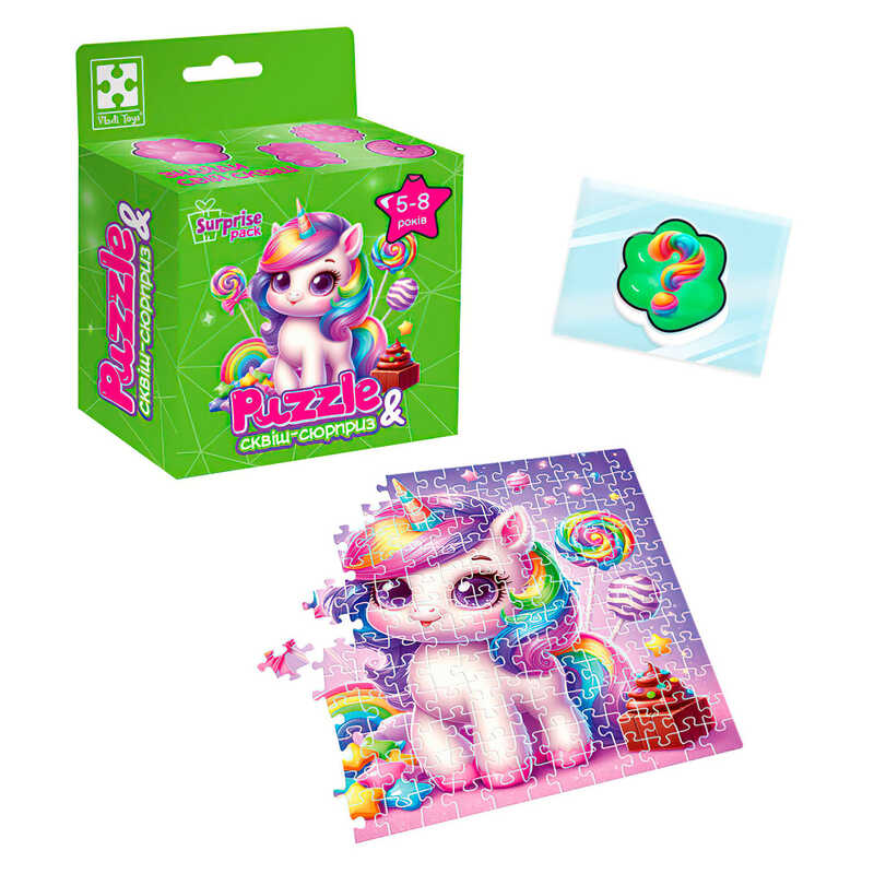 гр Гра розвиваюча пазли із сюрпризом "Єдиноріжка 2" VT8030-02 (20) "Vladi Toys", 180 елементів, сквіш-сюрприз, в коробці