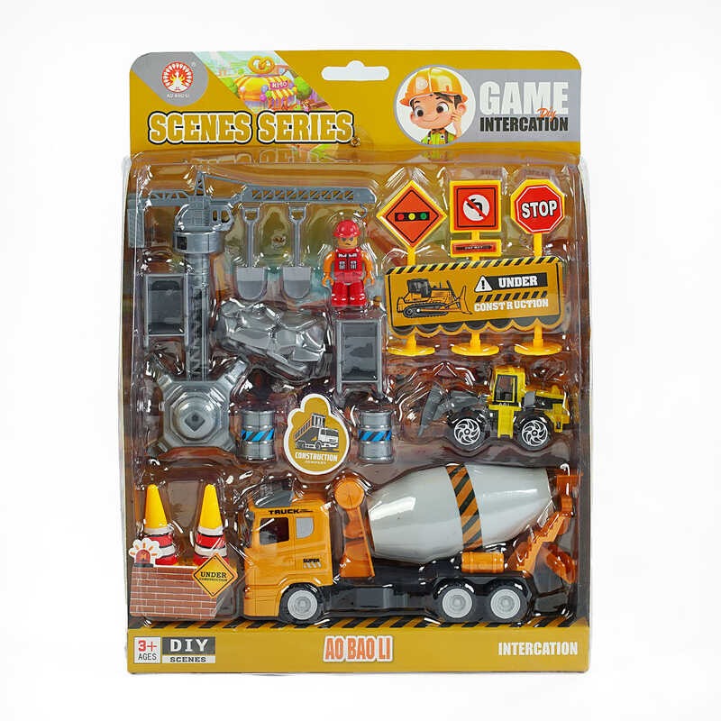 Набір спецтехніки 3389-6 A (48/2), інерційний механізм, 2 машинки, фігурка героя, інструменти, на листі