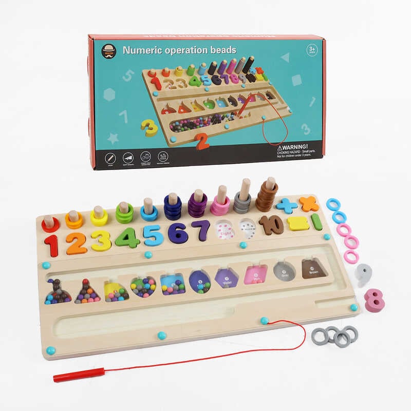 Логічна дерев’яна дошка C 74259 (24) цифри, гра з кілочками, сортер за кольорами, магнітний стилус, в коробці