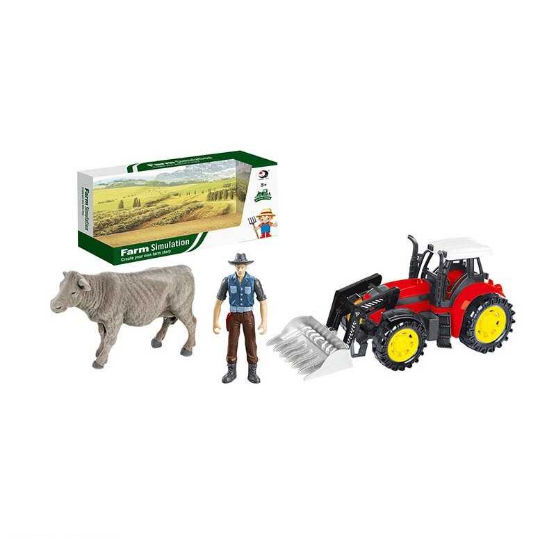 Трактор 1228-18 (60/2) флоксова тваринка, фігурка людини, рухомі руки, довжина трактора 20 см, інерція, в коробці