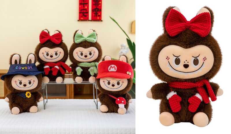 М`яка іграшка M 19514 (80) герой, розмір -  23х15х36 см, м’яке хуро, синтепон, вишите обличчя, бантик, шарфик, рукавички, ВИДАЄТЬСЯ ТІЛЬКИ МІКС ВИДІВ