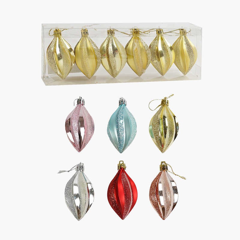 Новорічні прикраси C 67722 (120) 6 штук, бурульки, висота 8 см, у слюді, ВИДАЄТЬСЯ ТІЛЬКИ МІКС ВИДІВ