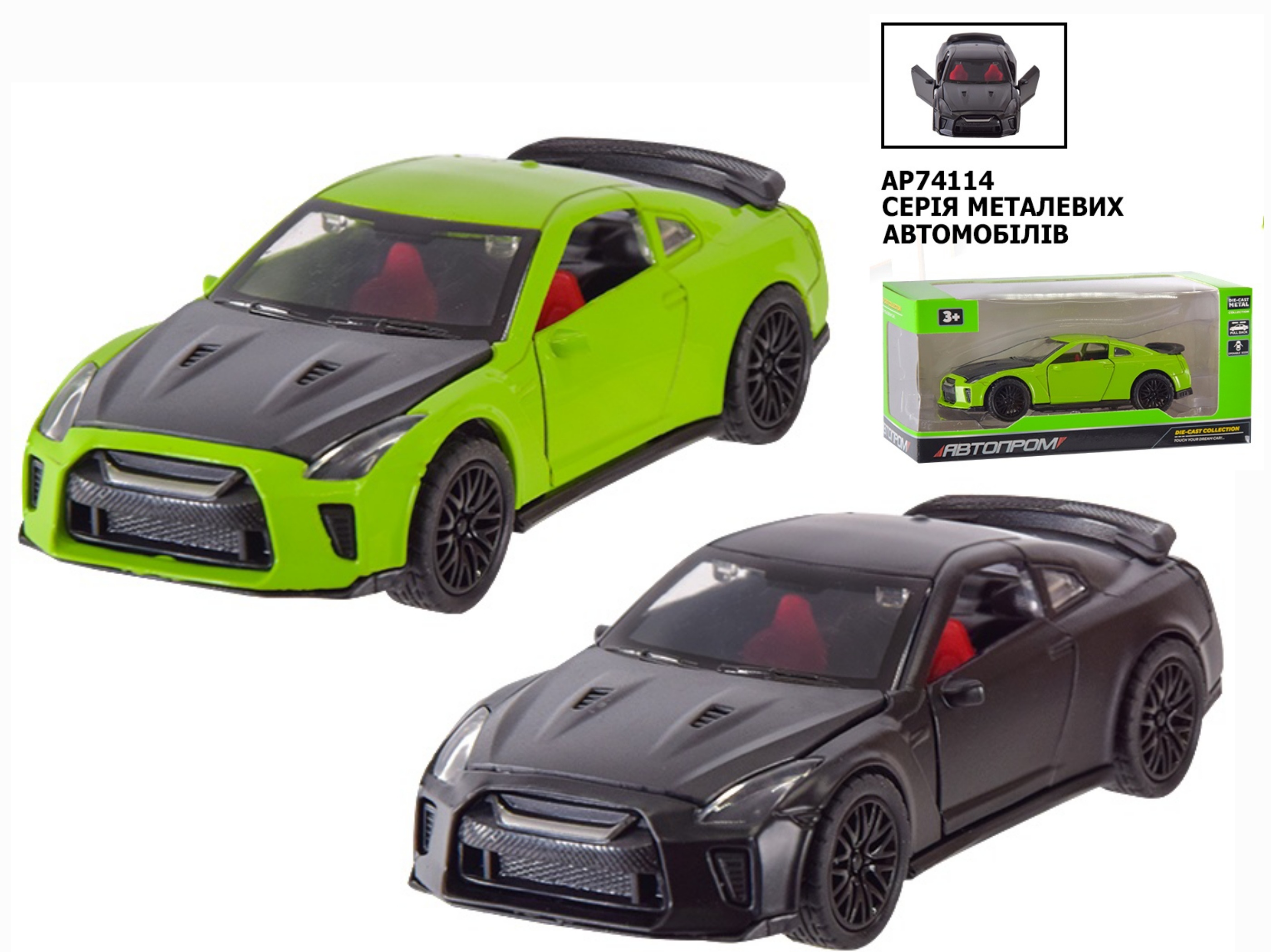 Машинка 74114 , метал , відкр. двері , коробка, 2 види , серія машинок "АВТОПРОМ"