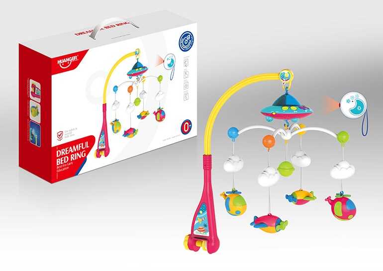 Карусель музична НЕ 0304 (24/2) на батарейках, світлова проекція, 4 підвіски, пульт д/у, в коробці