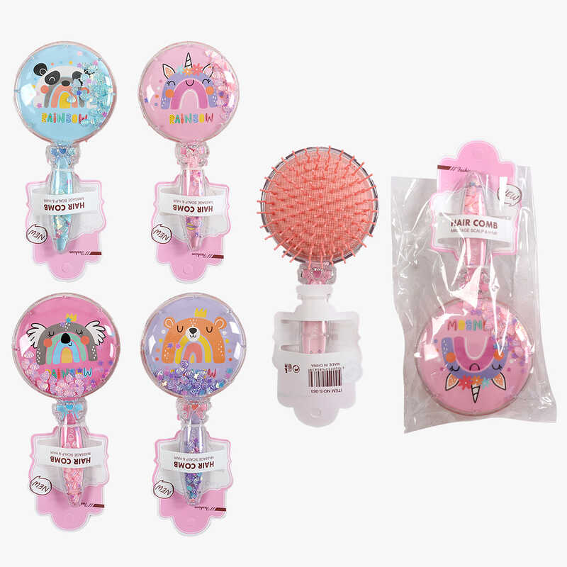 Щітка для волосся C 71725 (360) прозорий корпус з блискітками, в пакеті, ВИДАЄТЬСЯ ТІЛЬКИ МІКС ВИДІВ