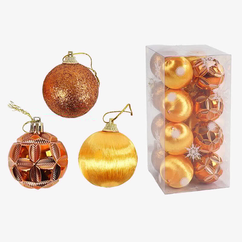 Новорічні прикраси C 67436 (105) 16 штук, кульки, D=5 см, у слюді
