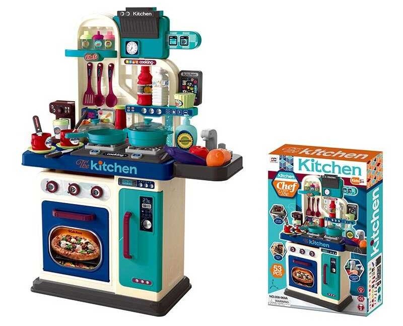 Кухня 008-969 A , висота 69 см, 53 аксесуари, підсвічування, звукові ефекти, помпова подача води, посуд, продукти, кавомашина, в коробці