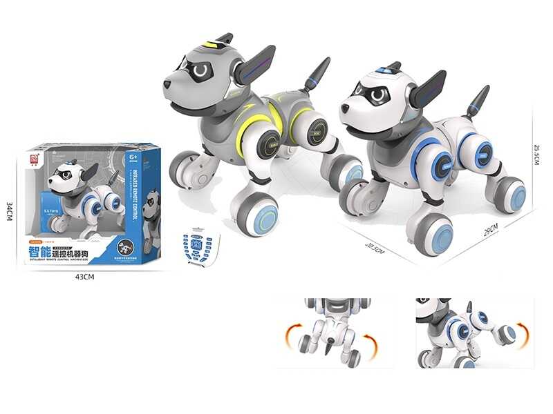 Песик на радіокеруванні G 55 (8) 2 кольори, акум. 3,7 V, озвуч. англійською, пісні, історії, рухається, виконує команди, підсвічування, в коробці