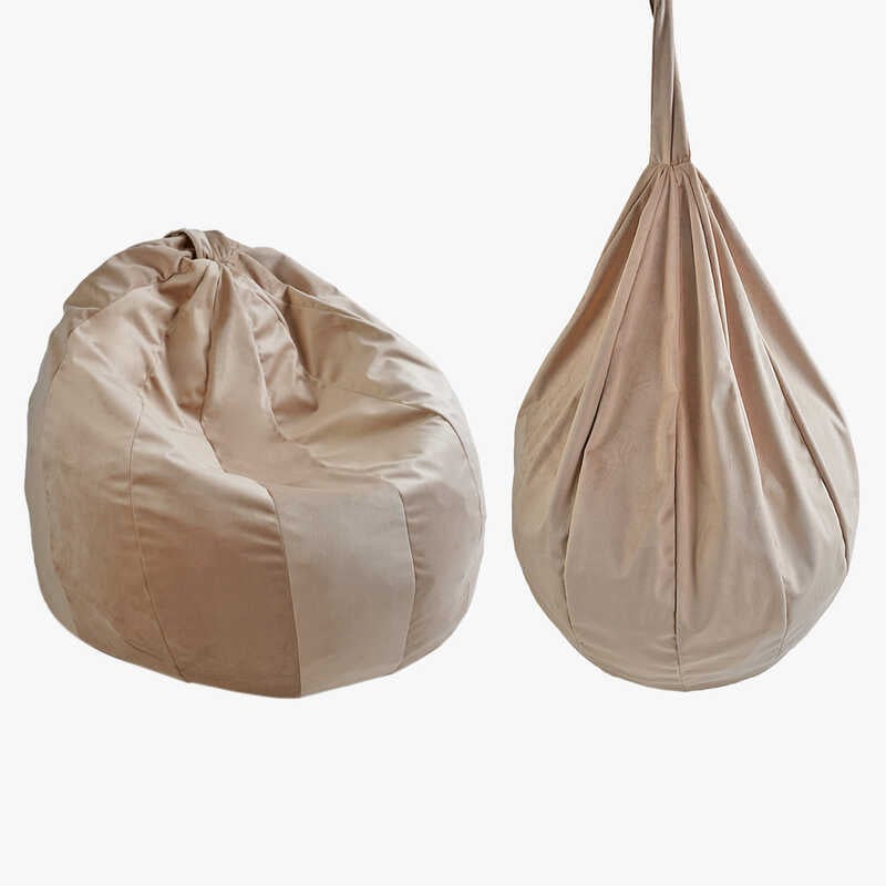 гр Крісло-мішок "Груша" 80356 колір бежевий (1) чохол — меблевий велюр, наповнювач — пінопластові кульки, внутрішній чохол,  в пакеті