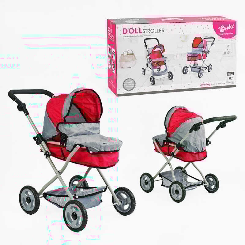 Візок для ляльки SO 6916-9 (6) металева основа, текстильний кошик, в коробці