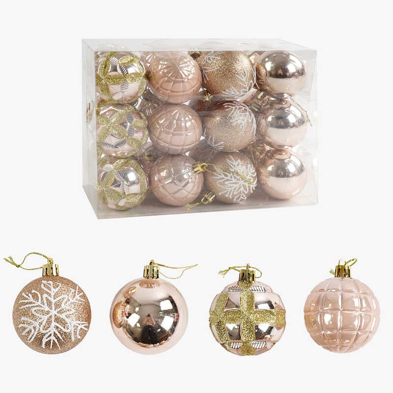 Новорічні прикраси C 67632 (30) 24 штук, кульки, D = 5,5  см, у слюді