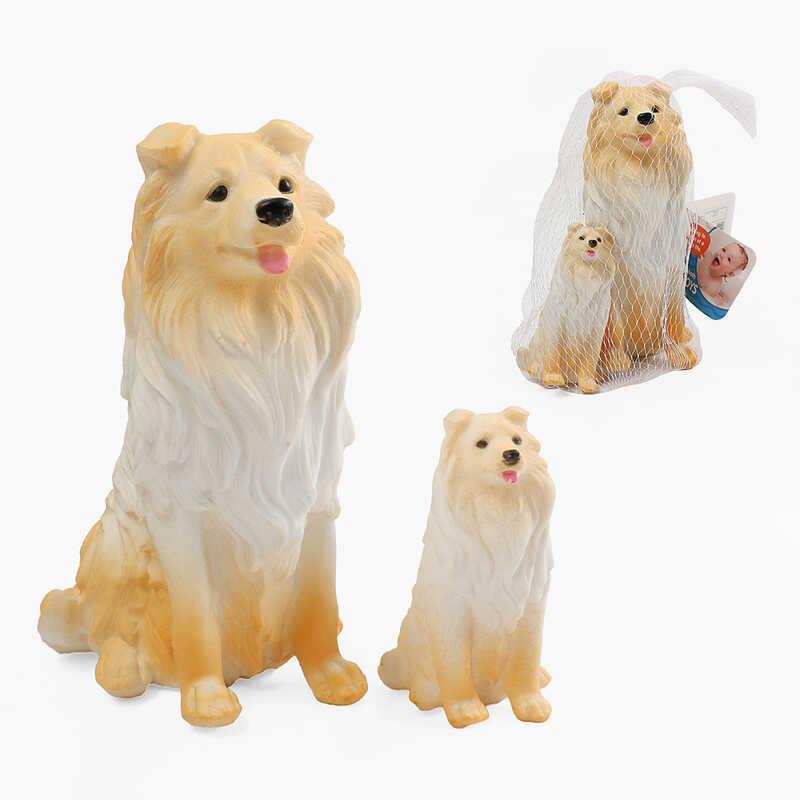 Песики 907-1 (288/2) гумові, висота 17.5см та 10см, пискавки, сидяче положення, у сітці