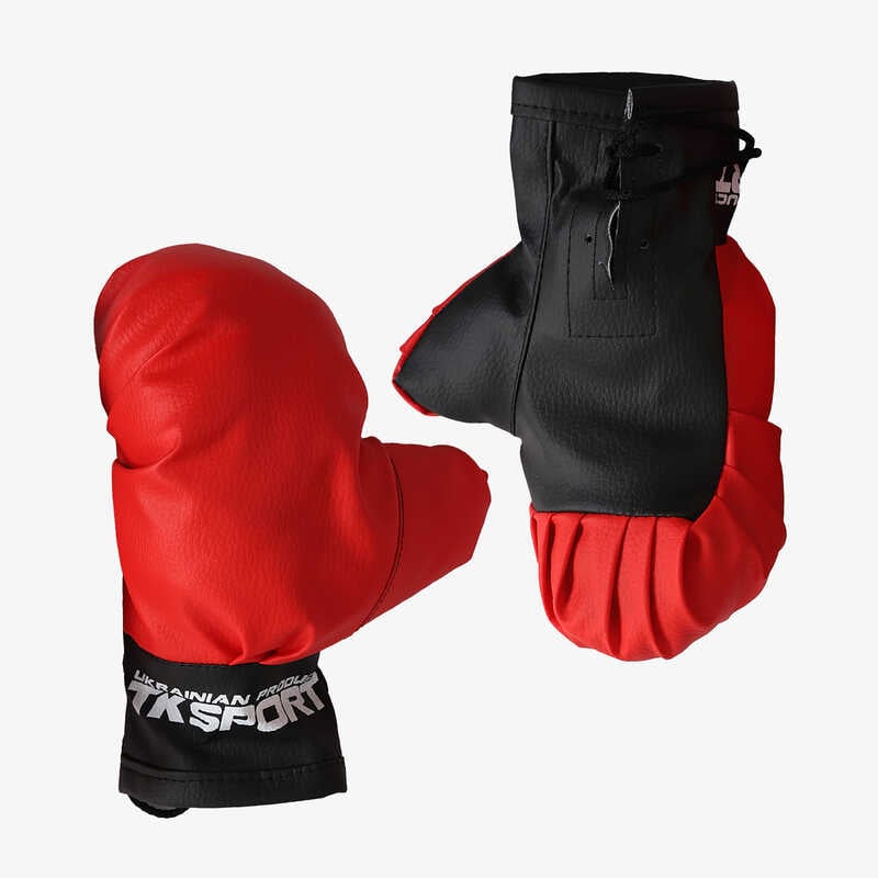 гр Боксерські рукавички №178292 колір чорно-красні (1) "TK Sport", у пакеті