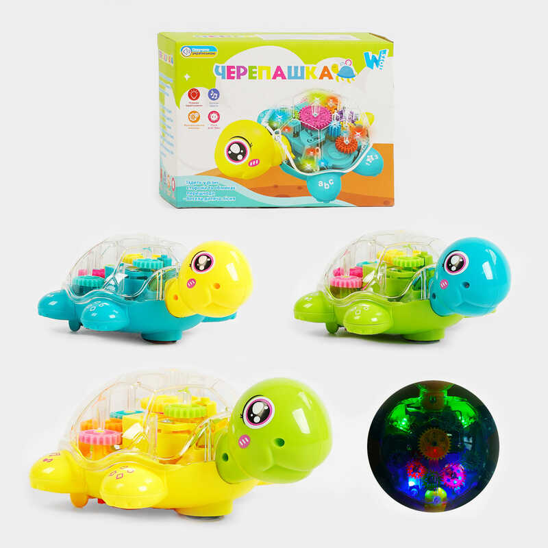 Гра "Черепашка" ТК 68507 (48) "WToys", 3 види, ОЗВУЧУВАННЯ УКРАЇНСЬКОЮ МОВОЮ, звук, підсвічування, шестерні, колесо вільного ходу, в коробці