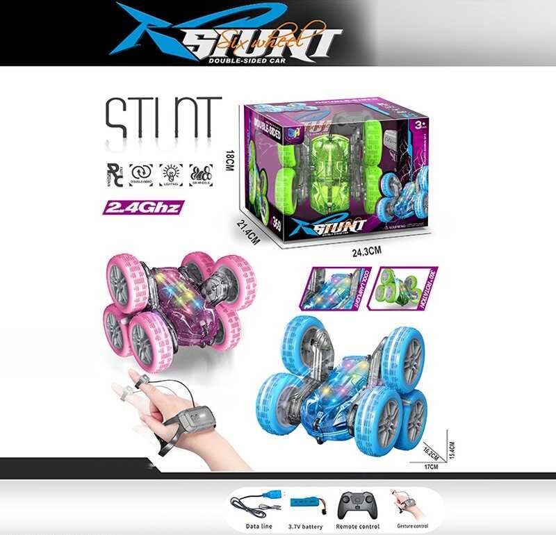 Машина на радіокеруванні DH 666-91 C-1 (32/2) 3 кольори, підсвічування, перевертає колеса, оберти на 360°, пульт 2.4GHz, акумулятор 3.7V, в коробці, ВИДАЄТЬСЯ ТІЛЬКИ МІКС ВИДІВ