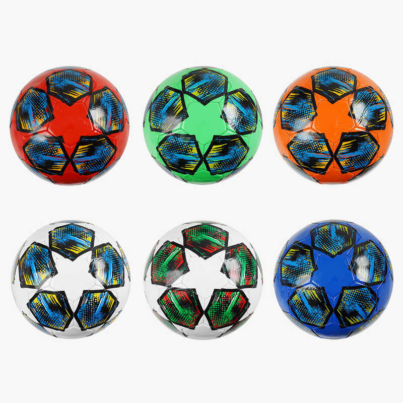 М`яч футбольний C 70157 (100) 6 видів, розмір №5, матеріал PVC, 260-270 грамів, гумовий балон, ВИДАЄТЬСЯ ТІЛЬКИ МІКС ВИДІВ