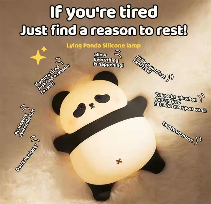 Нічник C 71560 (48) “Панда”, розмір - 14х13х6.5 см, матеріал — силікон; 3 режими інтенсивності підсвічування, таймер, USB - кабель, в коробці