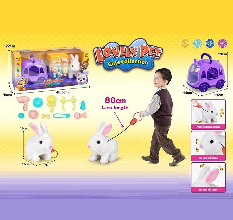 Улюбленець 927-3 (16/2) "Кролик", переноска, ходить, пищить, на повідці, аксесуари, в коробці